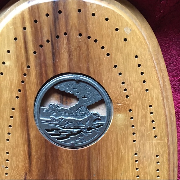 Custom made wooden and pewter inlay cribbage board - Picture 6 of 6